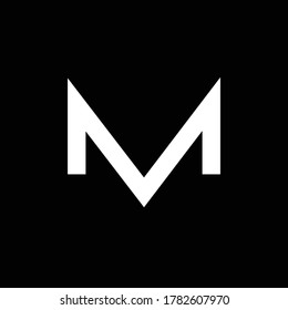 minimal simple biased based vector logo design of letter M in white color with black background