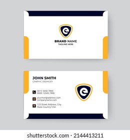 Minimal and simple business card design template in blue and yellow colour