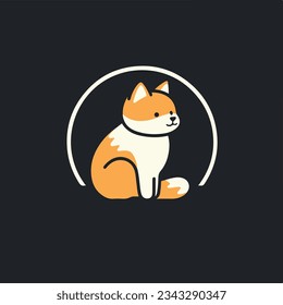  Minimal and Simple Cartoon Logo - Shiba and Cat Illustration in a Playful Style