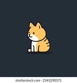  Minimal and Simple Cartoon Logo - Shiba and Cat Illustration in a Playful Style