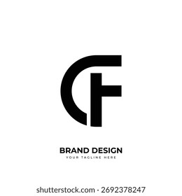 Design de logotipo de monograma Cf ou Fc simples mínimo ideal para identidade de marca, negócios e profissional.
