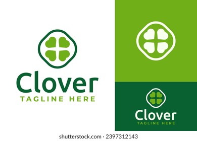 Minimal Simple Clover Leaf Lucky Fortune Grass Logo Design Branding Template