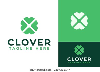 Minimal Simple Clover Leaf Lucky Fortune Grass Logo Design Branding Template