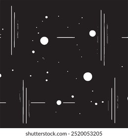 Minimal simple geometric seamless pattern, vector abstract lines and dashes, wallpapers web design and print. Black and white swatches