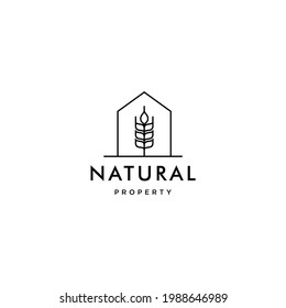 minimal and simple house icon vector logo with beautiful plant tree flower, organic house, cottage forrest design illustration 