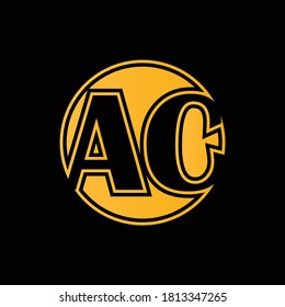 minimales einfaches, anfängliches AC-Gold-Buchstaben-Logo