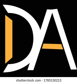 minimal simple initial based DA logo design  with blackground