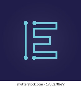 minimal simple initial based E logo designdark blue gradient background