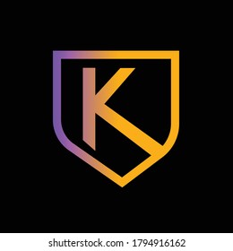 Minimal simple initial based K logo design in shield