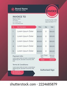Minimal simple invoice,Creative and modern invoice.Stationary design