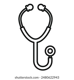 Minimal and simple line drawing of a stethoscope, a medical equipment used for auscultation and diagnosis by healthcare practitioners in hospitals and clinics