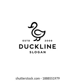 minimal and simple line duck logo vector icon design 