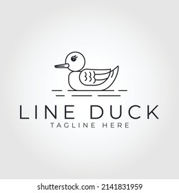 minimal and simple line duck logo vector icon design