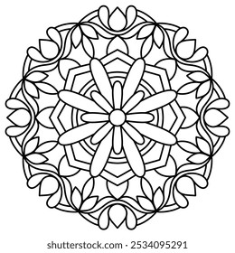 minimale und einfache Mandala Design für Erwachsene und Kinder Malbuch, Mandala Kunst für Wandmalerei, Henna und Tattoo Design
