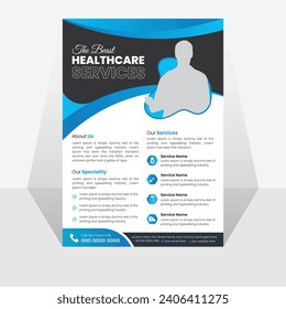 Minimal Simple Medical Healthcare Service Flyer and Poster Design Template, Modern A4 Vector Clinical Flyer