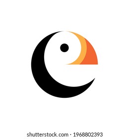 Minimal simple puffin bird logo vector 