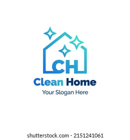 Minimal Simple Shiny Fresh Clean Home Services Business Company Logo Design. Line Art Style Cleaning House Premium Vector.