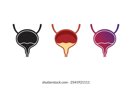 Minimal or simple symbol of Human bladder in colour variations.  Human organ silhouette. Vector illustration isolated on white background.