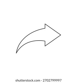 Minimal single outline vector icon of a forward or send arrow