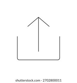 Minimal single outline vector icon of an upload to cloud symbol