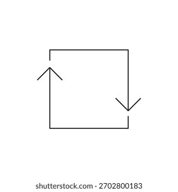 Minimal single outline vector icon of a rotate or turn element