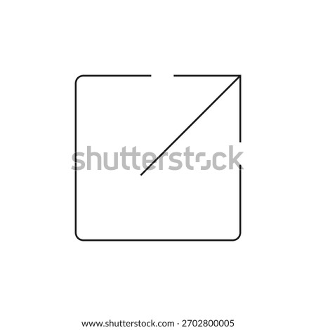 Minimal single outline vector icon of an external link or expand to view