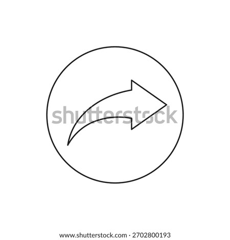 Minimal single outline vector icon of a share arrow inside a circle