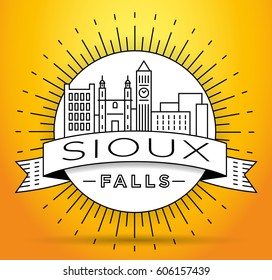 Minimal Sioux Falls Linear City Skyline with Typographic Design