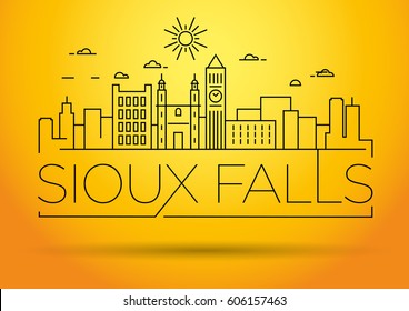 Minimal Sioux Falls Linear City Skyline with Typographic Design