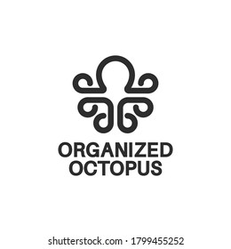 Minimal Six Arm Octopus Logo Design