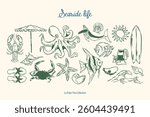 Minimal sketch style vector illustration collection. Food and beverages doodles. Art for postcards, print posters, packaging design.	