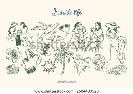 Minimal sketch style vector illustration collection. Food and beverages doodles. Art for postcards, print posters, packaging design.	