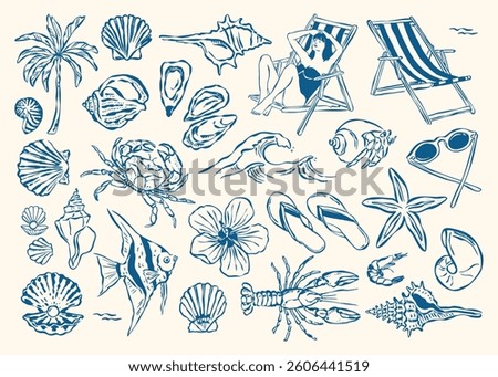 Minimal sketch style vector illustration collection. Travel doodles. Art for postcards, print posters, packaging design.