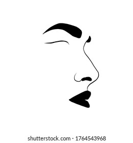 Minimal Sketch Vector Woman Face Linear Stock Vector (Royalty Free ...