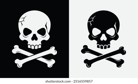 Minimal skull and crossbones icon. Vector illustration