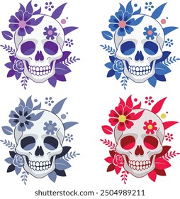 Ein minimales Totenkopf-Design mit zarten Blumenverzierungen, die gotische und mittelalterliche Ästhetik vereinen. Perfekt für Logos, Branding oder Cliparts, dieses Design erinnert an ein schauriges, aber dennoch königliches und kraftvolles visuelles