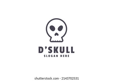 Minimal skull logo design template. business company symbol.