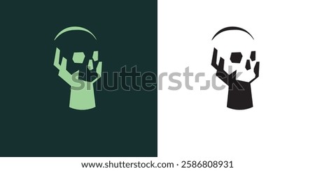 Minimal Skull on Hand Logo Design