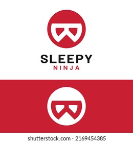 Minimal Sleepy Ninja Head in Flat Circle Style Logo Design Template. Suitable for General Business Brand Company Corporate Logo Design.