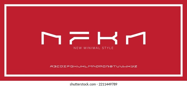 Minimal slim typography monogram fonts style. Vector illustration and tech font. Abstract minimal modern alphabet line font.