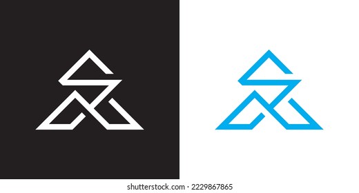 Minimal SM logo. Icon of a MS letter on a luxury background. Logo idea based on the SM monogram initials. Professional variety letter symbol and MS logo on black and blue background.