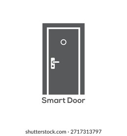 Icono de puerta inteligente mínimo con manija y mirilla, símbolo moderno de acceso a la seguridad en el hogar para el diseño de marca de Tecnología inteligente para el hogar

