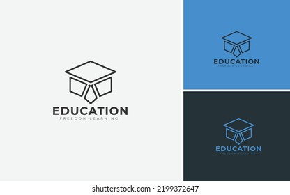 Minimal Smart Education Logo Design. The Concept For The Books Pen, Line Art Vector.