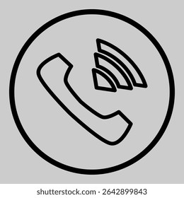 Minimal smartphone call icon with signal wave.