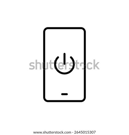 Minimal Smartphone Icon with Centered Power Button Symbol Vector, Line for Digital Detox, Calm Tech Use, Screen Off Mode, Mindful Mobile Shutdown