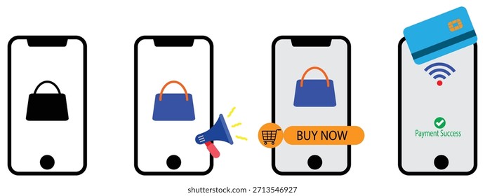 Icono de smartphone mínimo que representa transmisión en vivo, actividad de compras móviles y comercio social en tiempo real