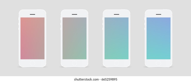 Minimal smartphone set with beautiful color gradient wallpaper on screen. Eps 10 vector illustration 