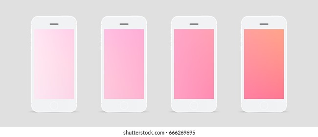 Minimal smartphone set with beautiful color gradient wallpaper on screen. Eps 10 vector illustration