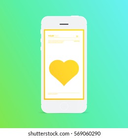 Minimal smartphone with valentines day design and your message on screen. 
Eps 10 vector illustration 