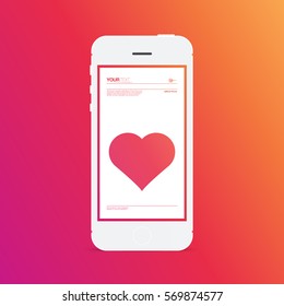 Minimal smartphone with valentines day design and your message on screen. 
Eps 10 vector illustration 